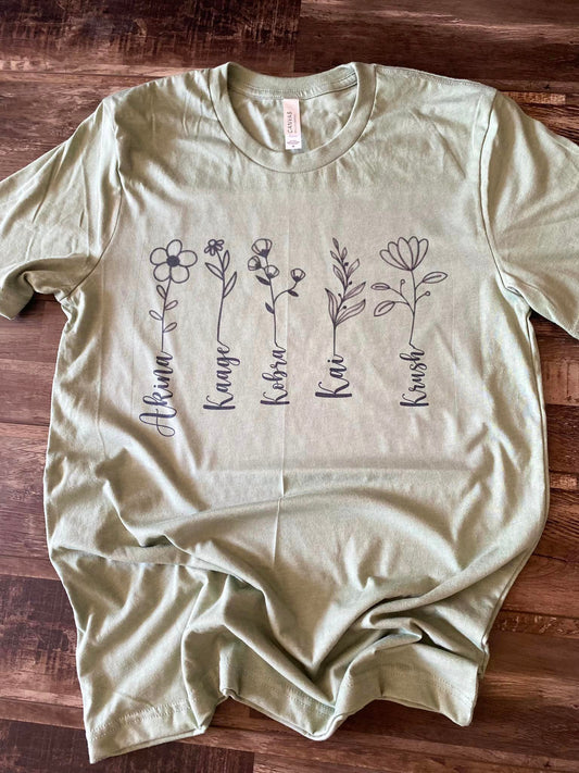 Personalized floral name tee