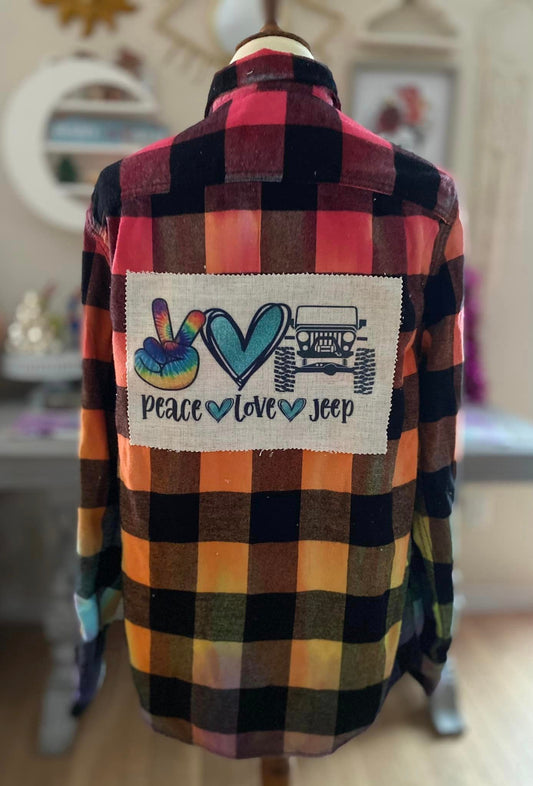 Peace Love Jeep flannel