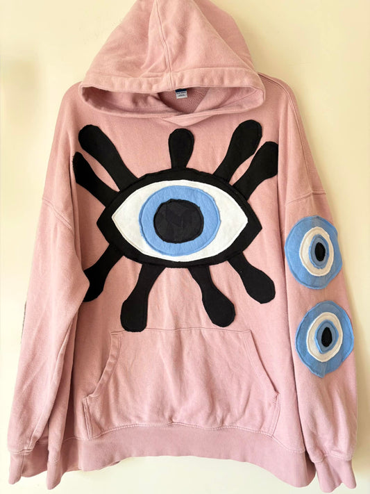 Evil eye upcycled hoodie *Customs*