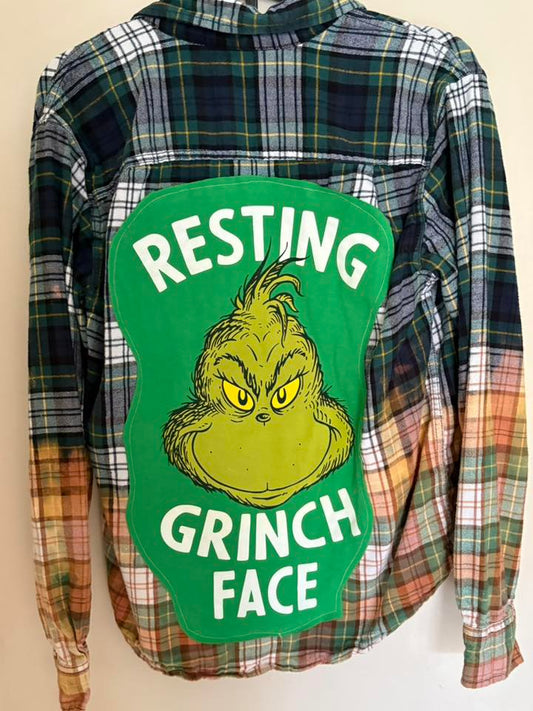 Resting grinch face medium flannel