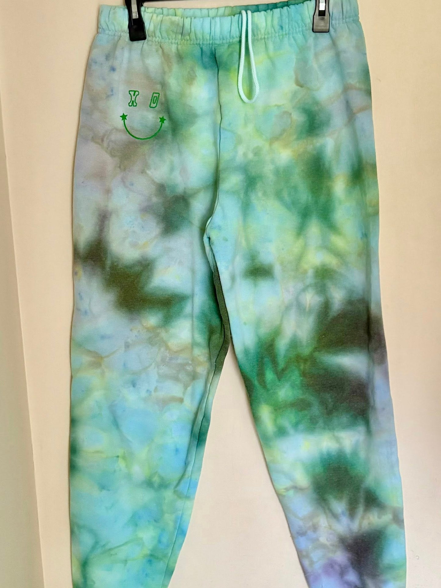 Green tie dye sweatpants med