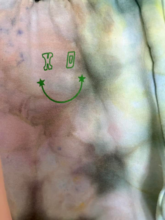 Green tie dye sweatpants med