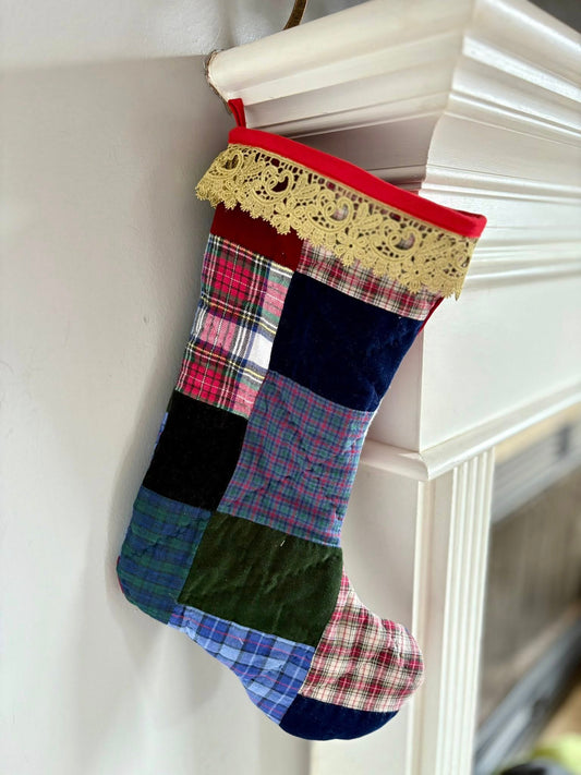Patchwork quilt stocking