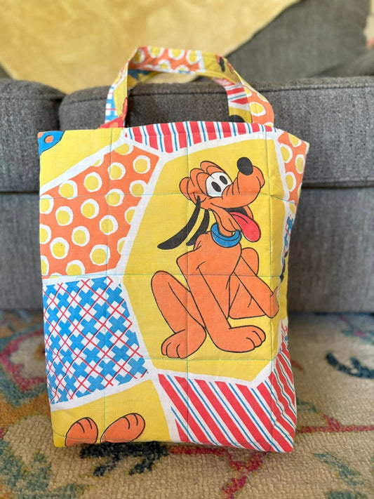 Vintage Mickey and friends quilted tote bag