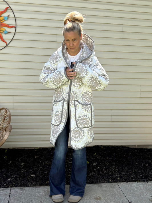Neutrals upcycled quilt jacket XL