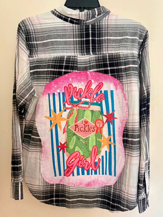 Pickle girl flannel shirt size lg