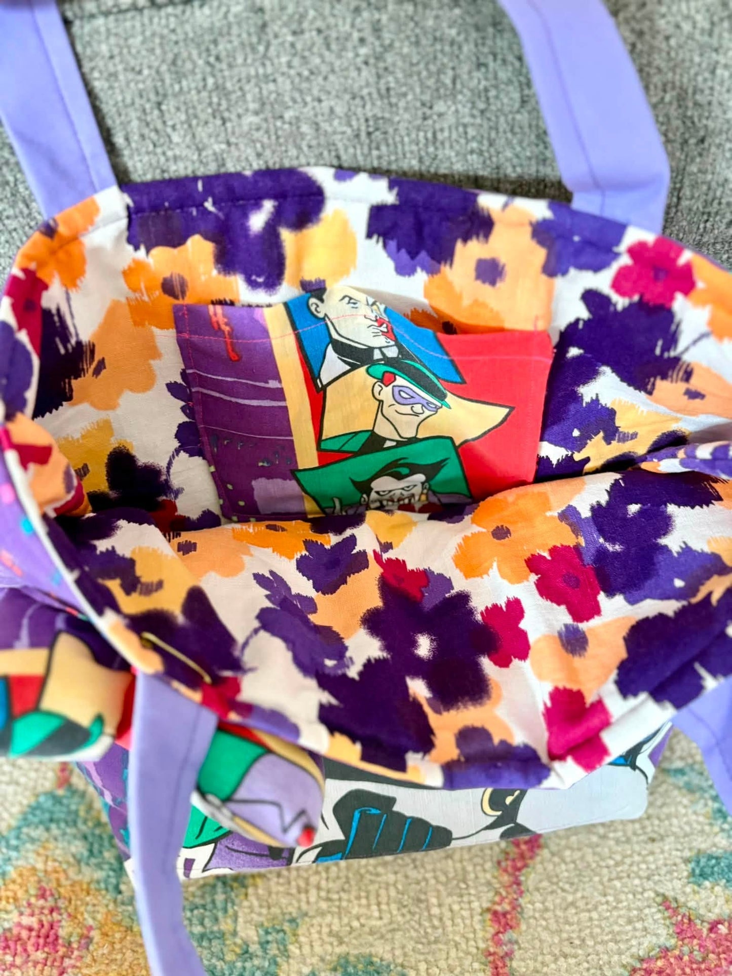 Batman and Robin quilted tote bag