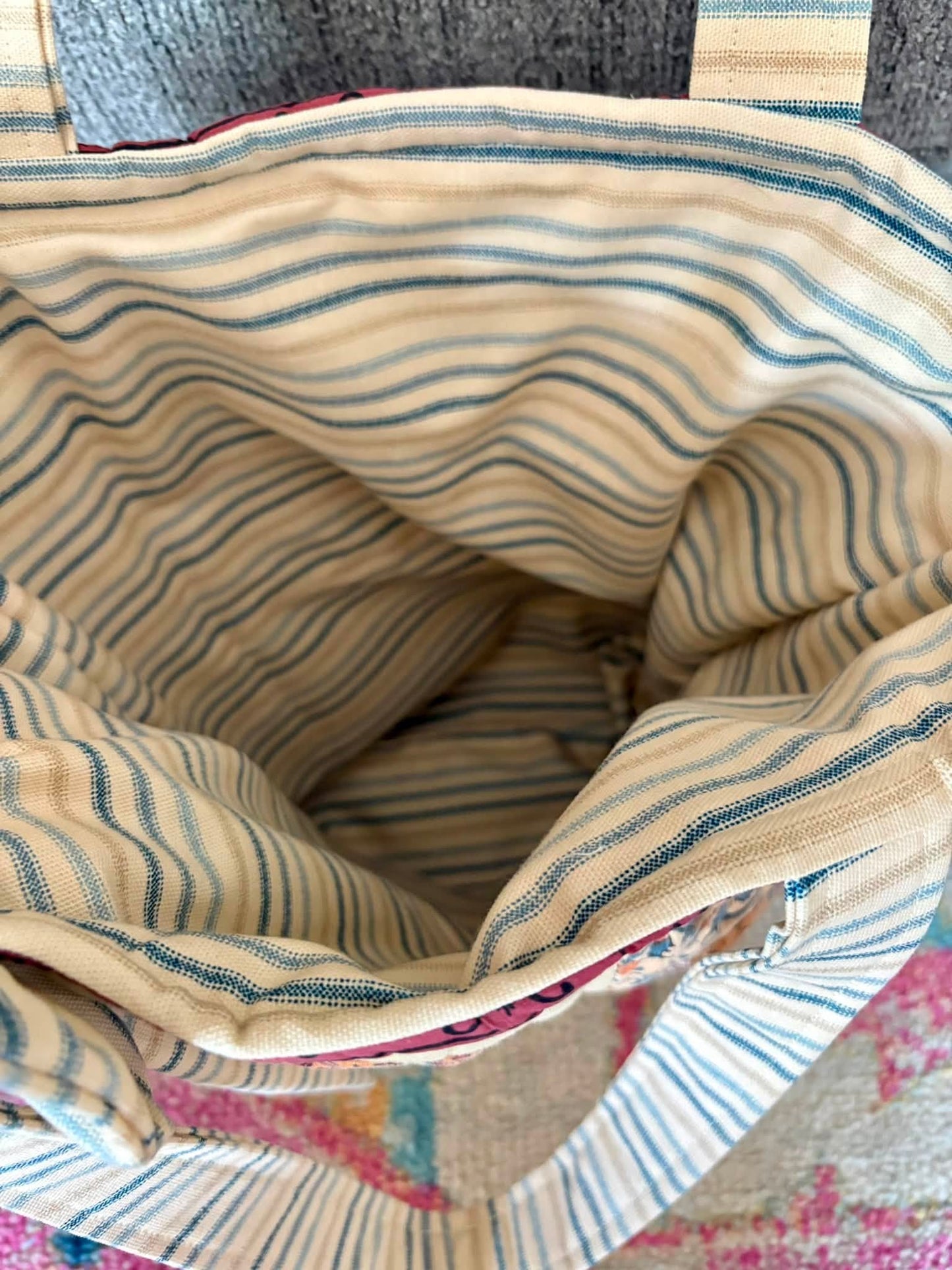 Quilt upcycled tote bag
