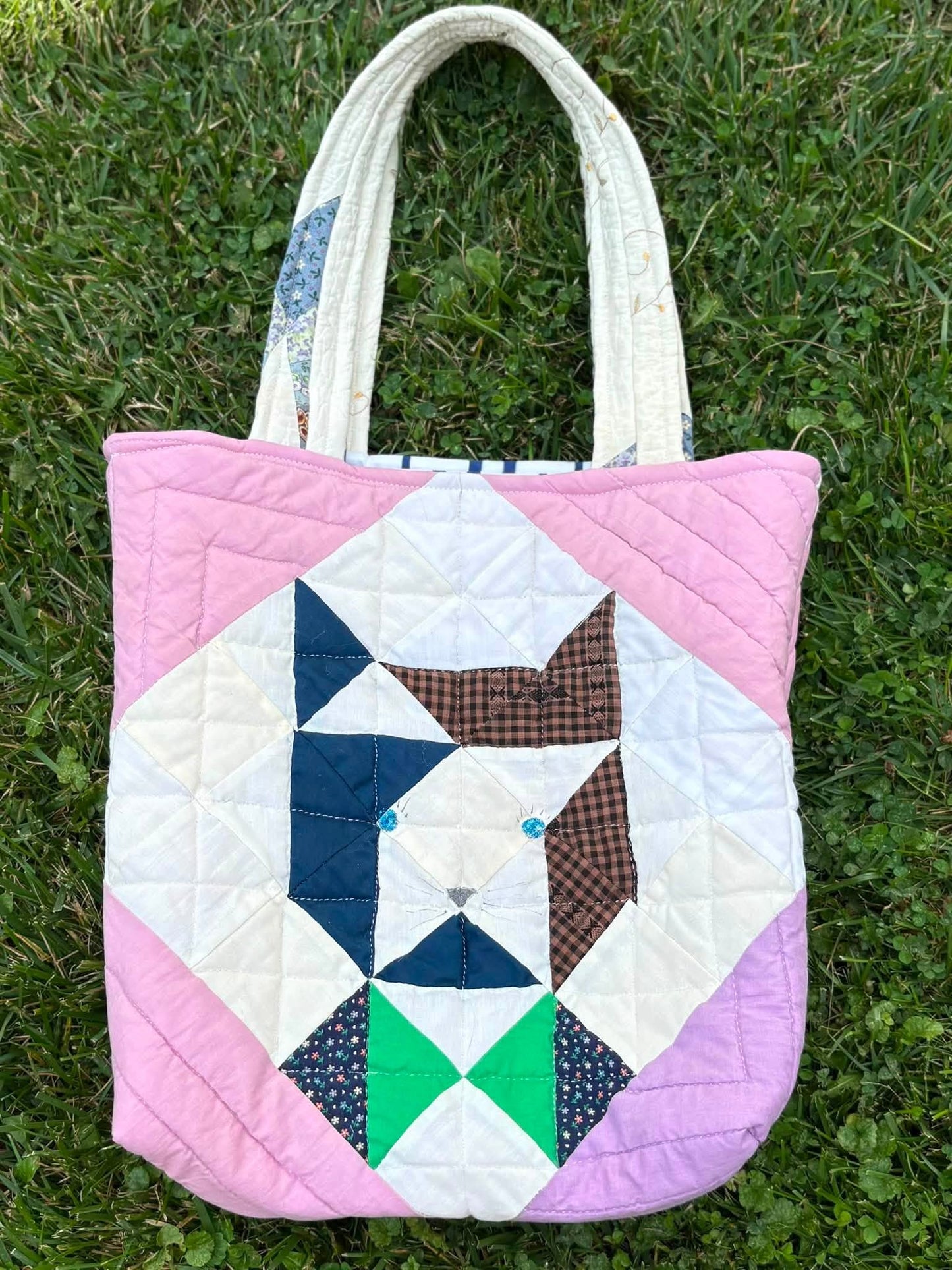 Cat quilted tote bag
