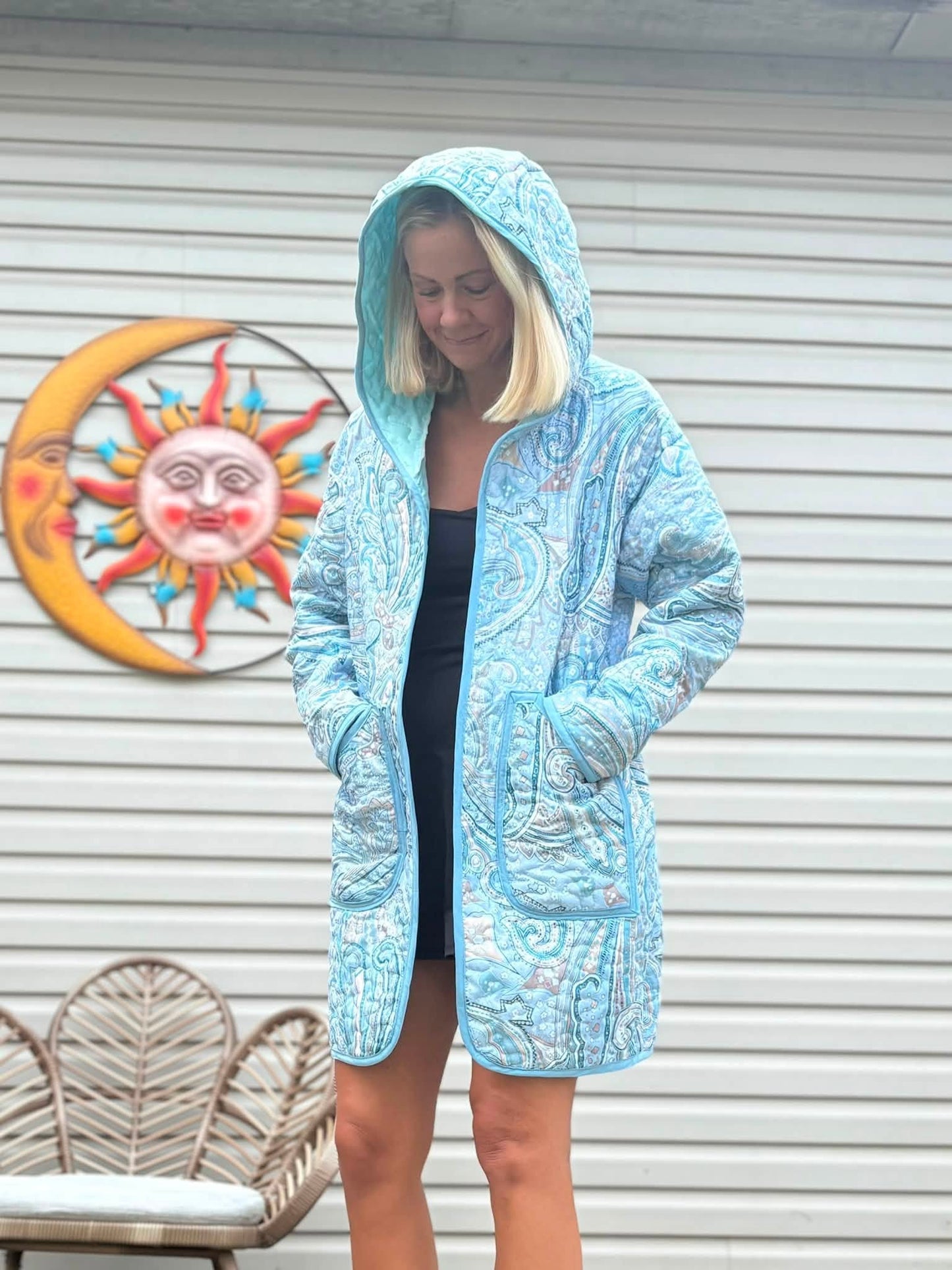 Aqua Quilted Jacket size lg