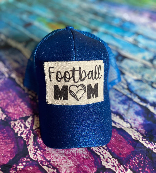 Glitter football mom Hat