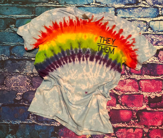 Pronoun tie dye tee
