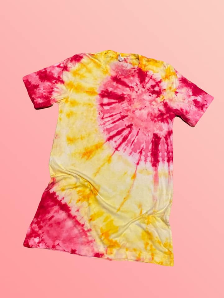 Pink, Orange and Yellow Spiral - Tie Dye Shirt by THE TIE DYE