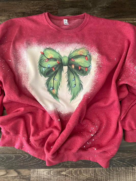 Grinchy bow sweatshirt