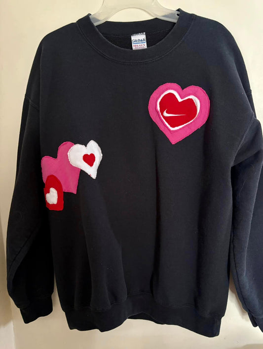 Large Black Nike heart sweatshirt