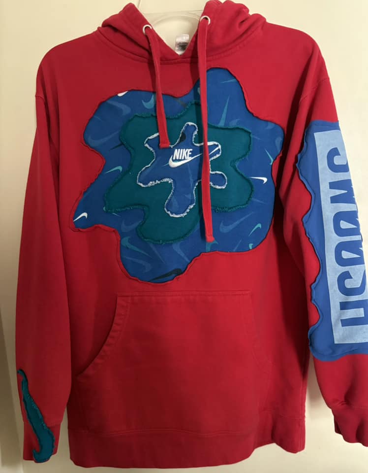 Red and blue Nike reworked hoodie Medium