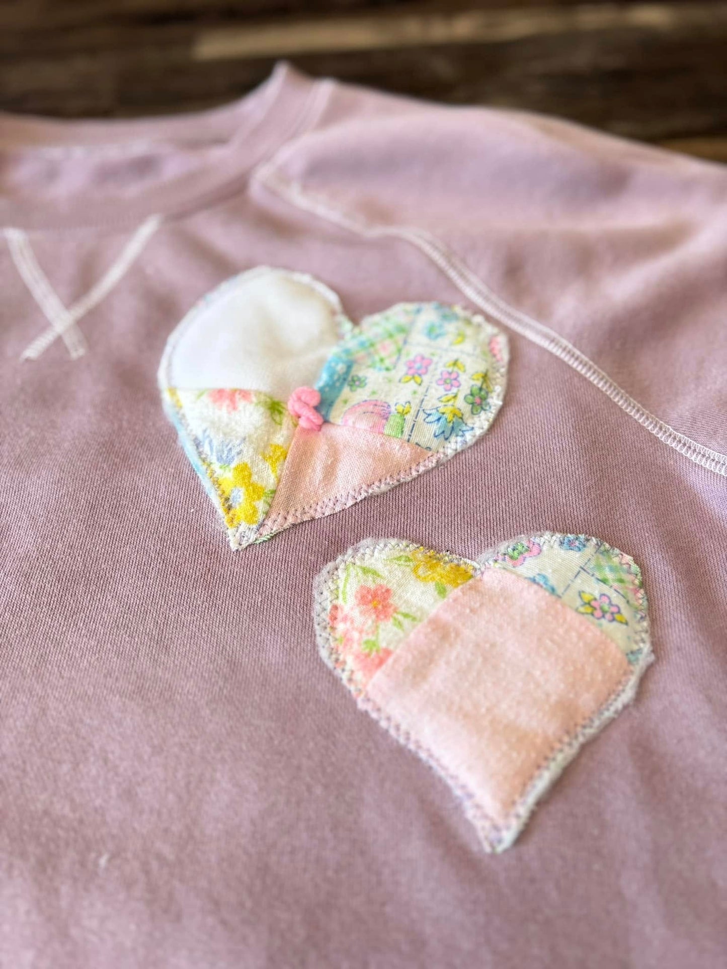 Quilted hearts sweatshirt small