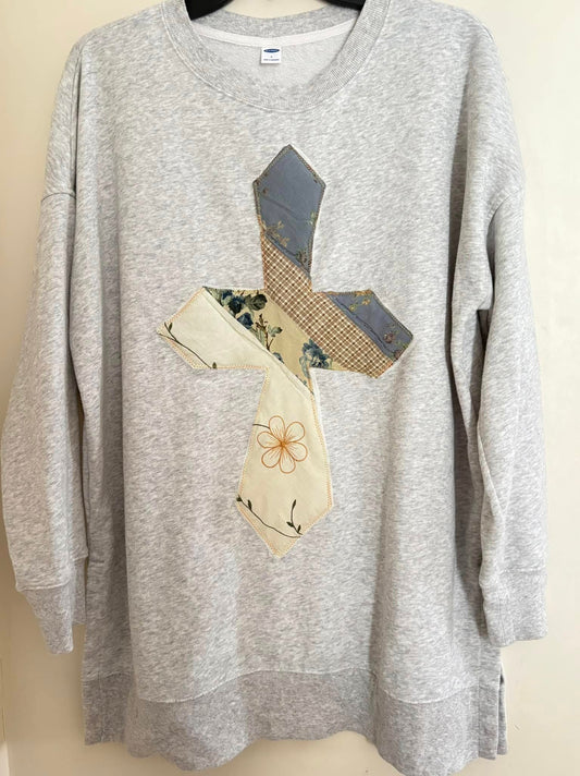 Womens lg quilted cross sweatshirt