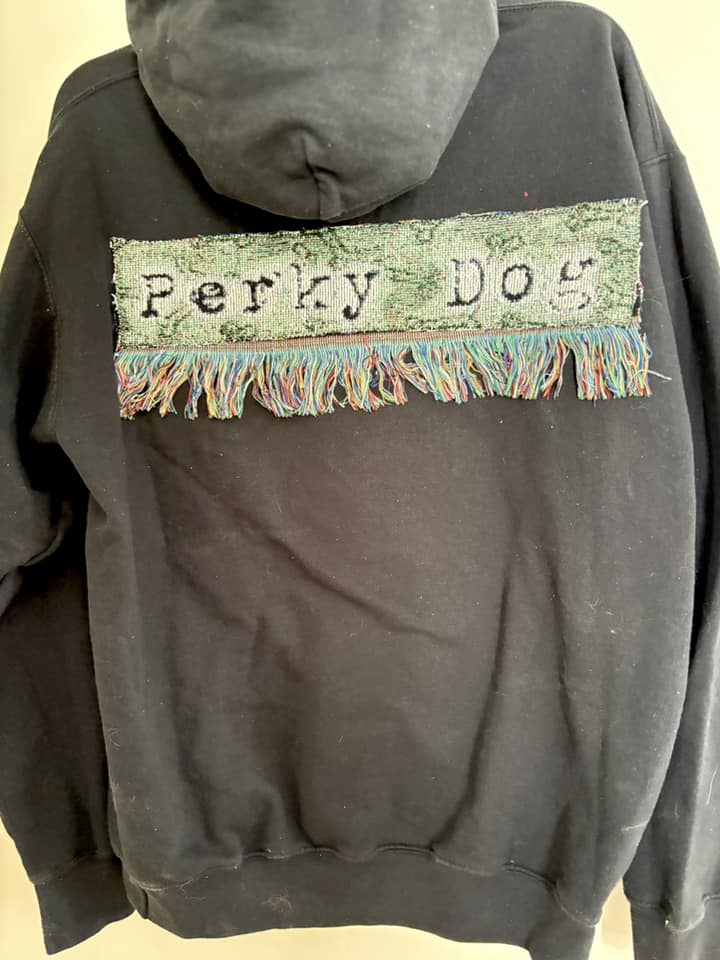 Yorkie upcycled hoodie lg