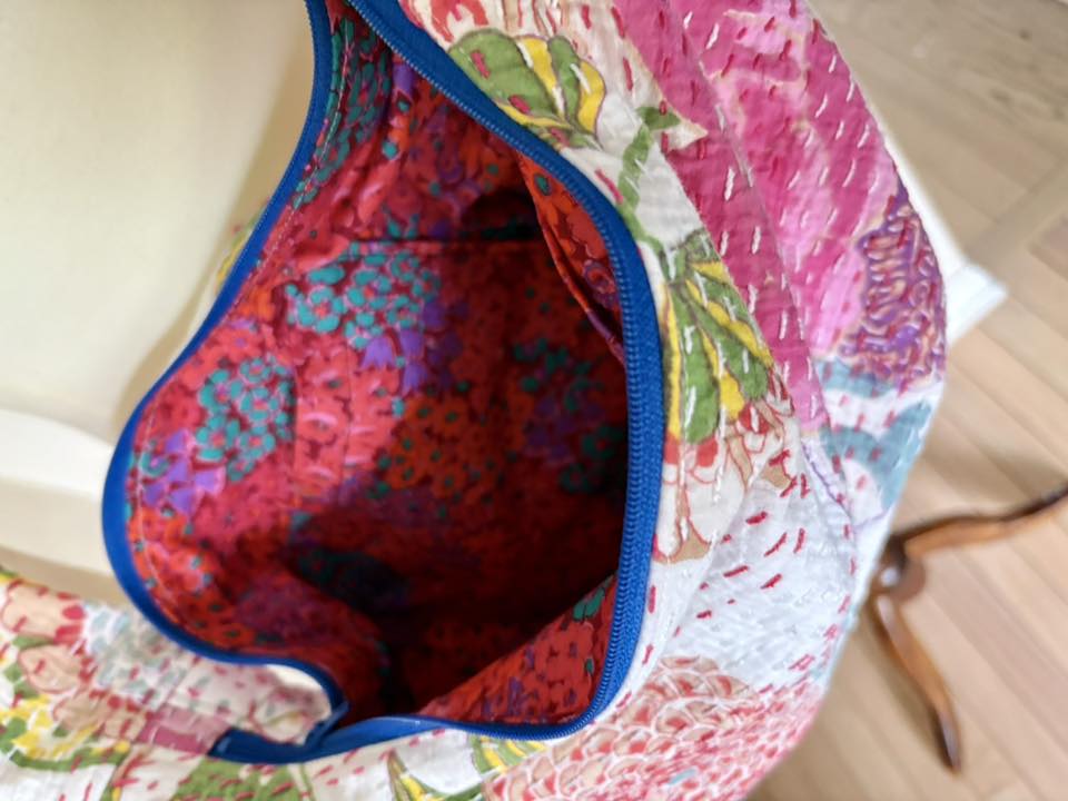 Floral embroidered sling purse