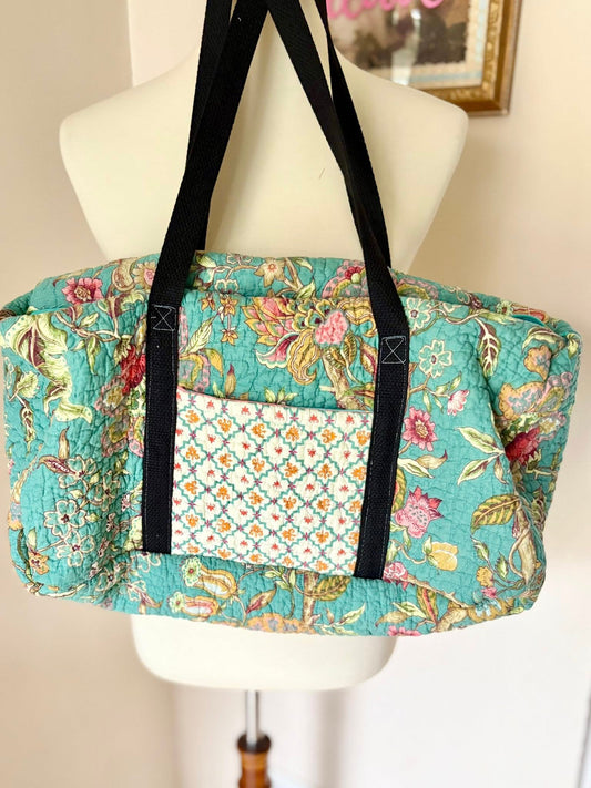 Quilted Aqua duffle bag