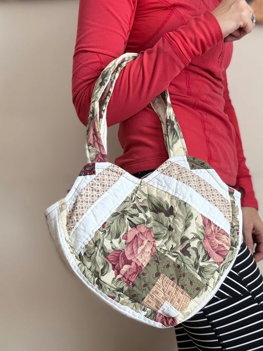 Quilted Heart bag upcycle