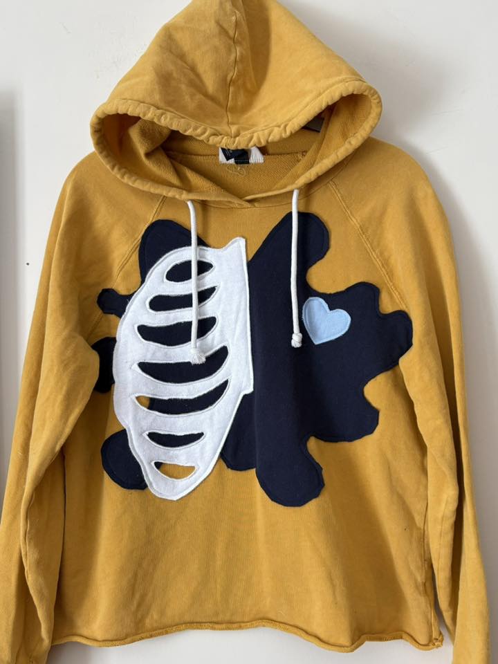 Med heart ribcage hoodie upcycle