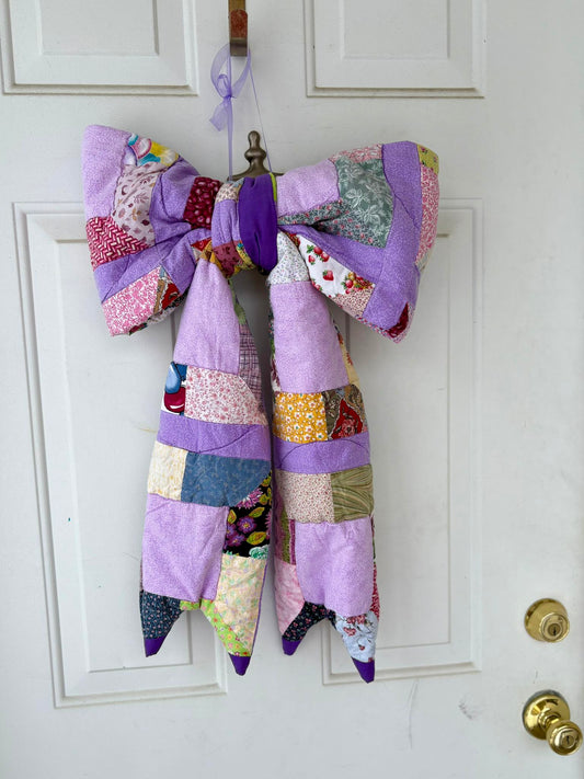 Purple quilted upcycle Door bow