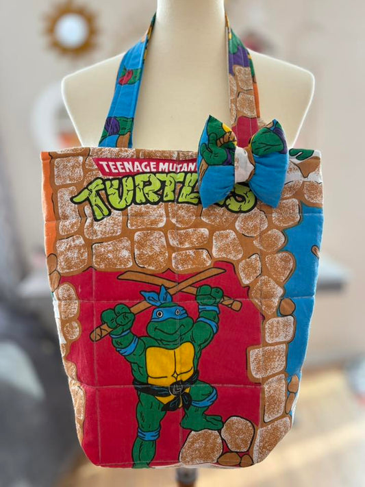 Ninja turtles vintage upcycle tote bag