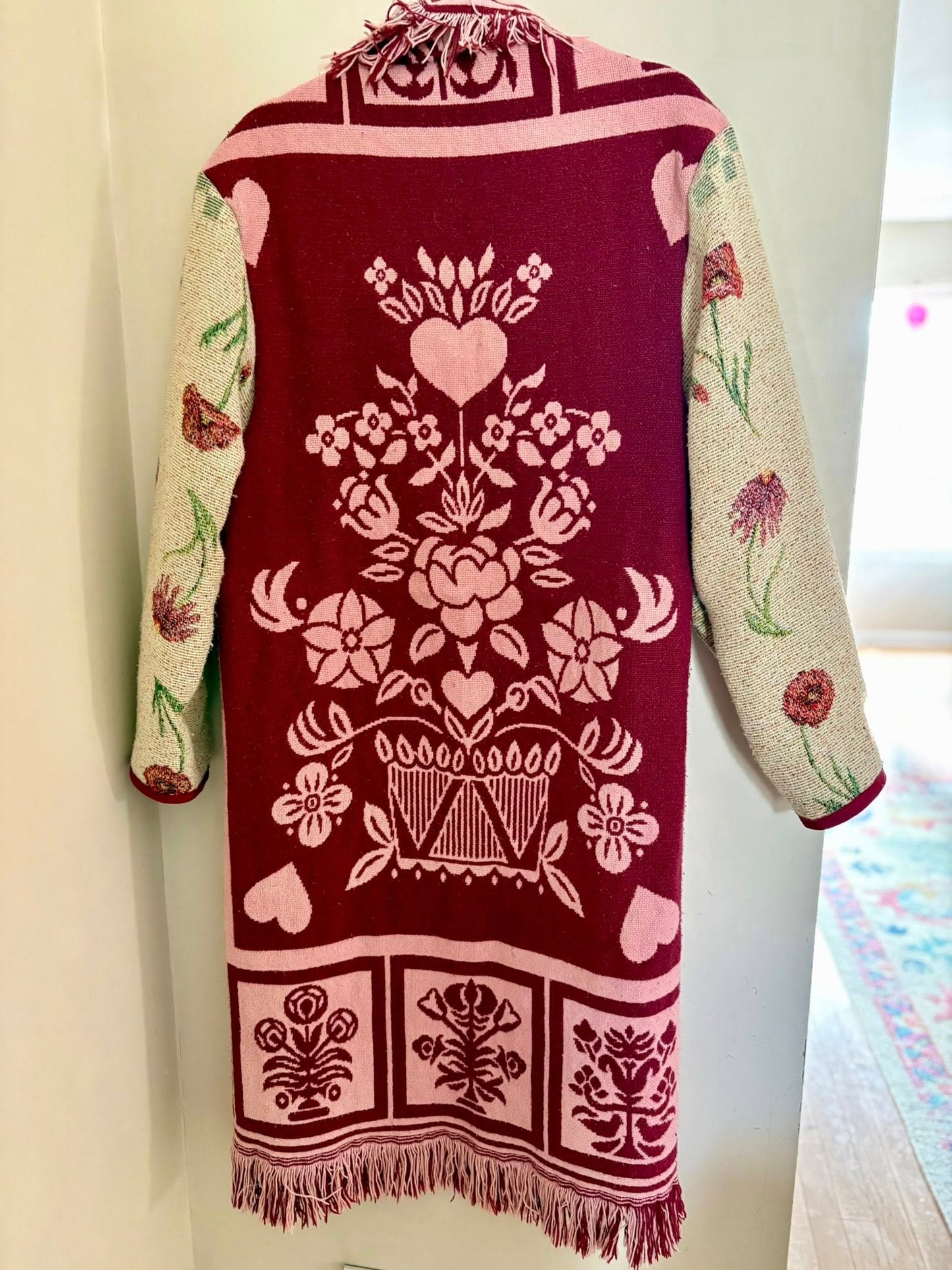 Heart fringe blanket upcycle jacket sm/med