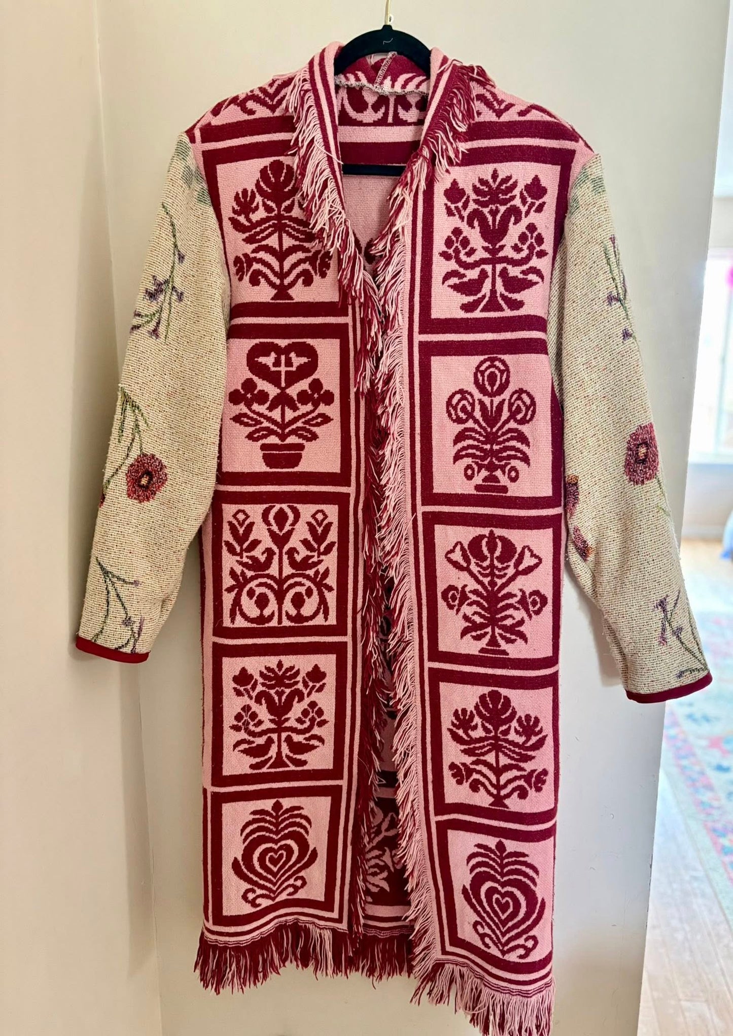 Heart fringe blanket upcycle jacket sm/med