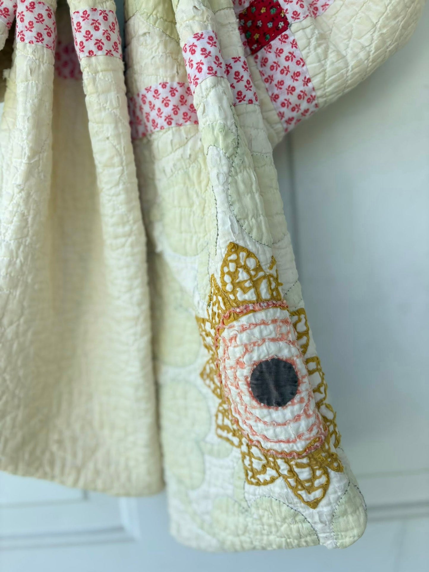 Upcycled quilt door bow sunflower