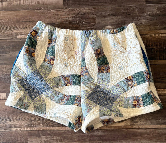 Upcycled quilt shorts size lg