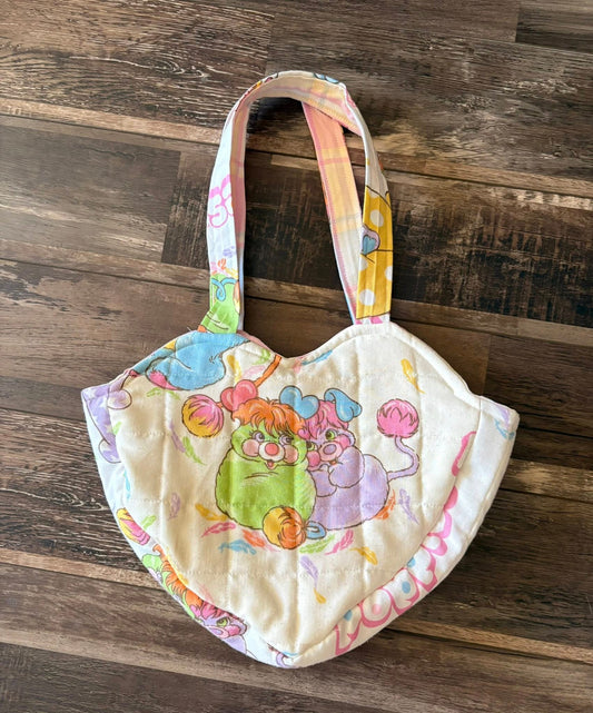 Popples heart purse quilted