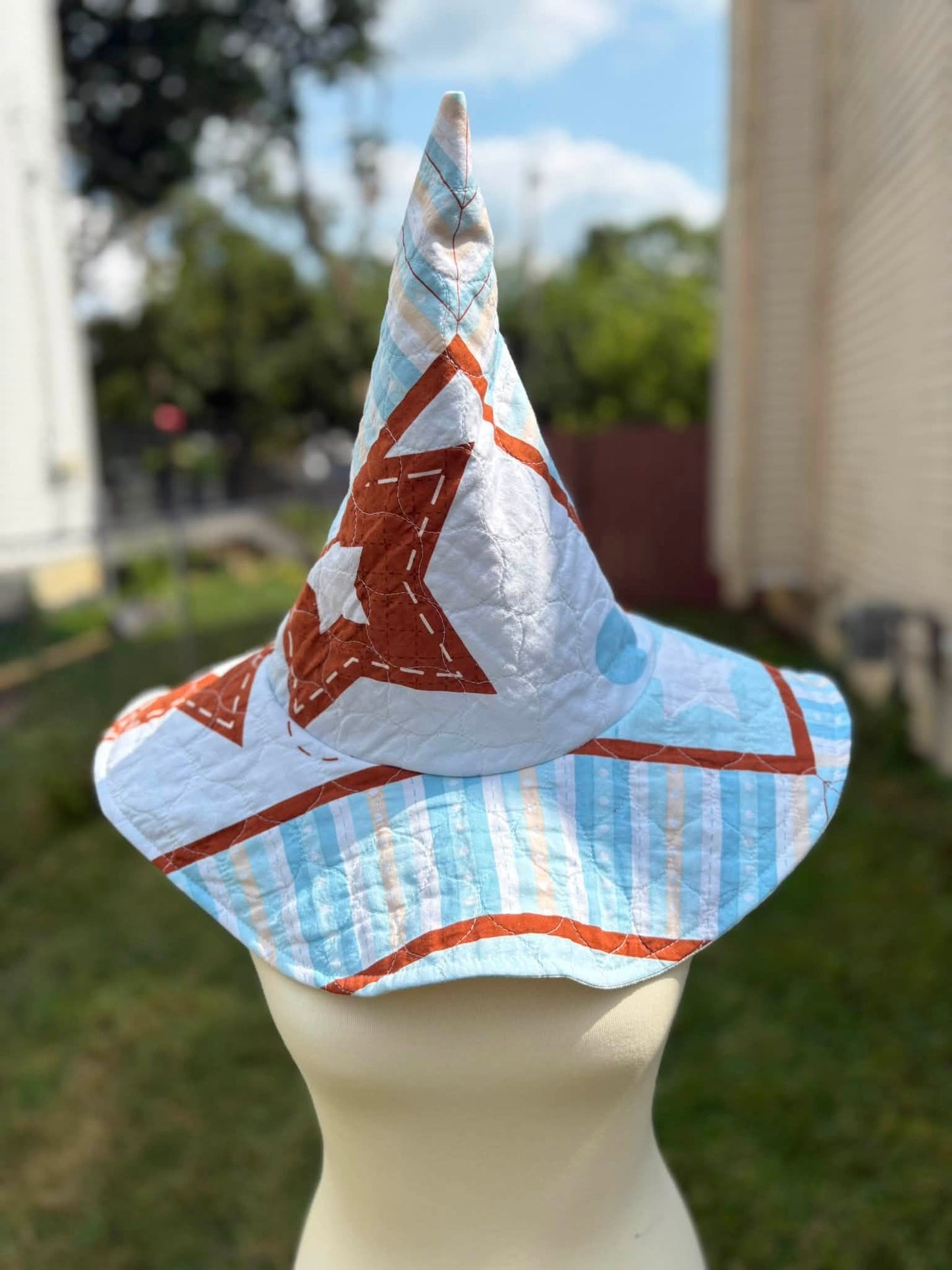 Brown star quilted witch hat