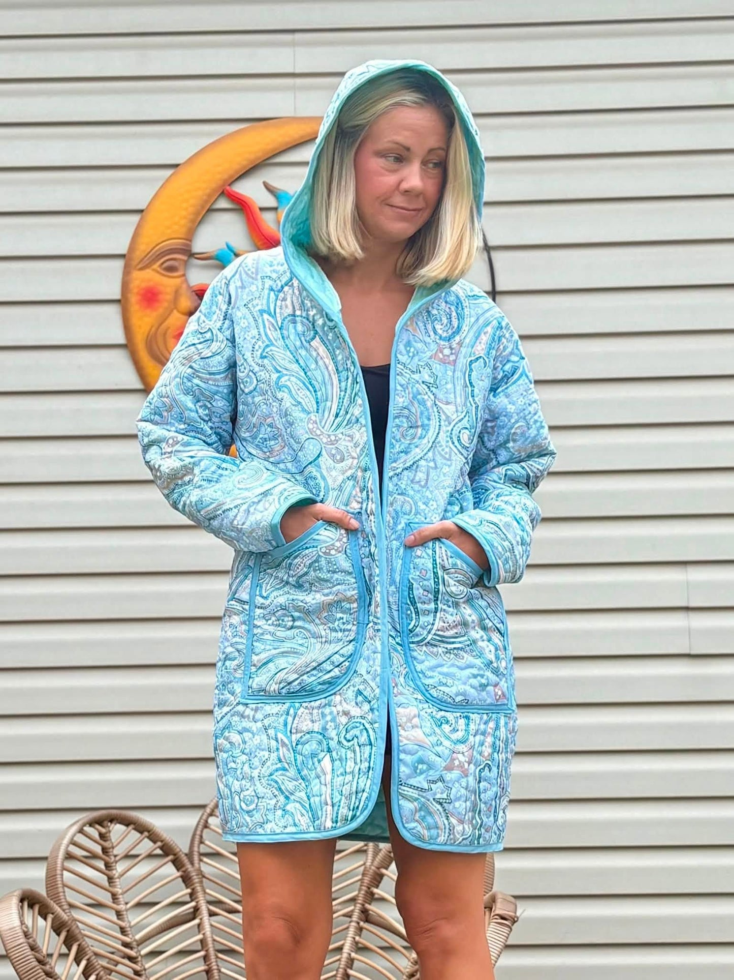 Aqua Quilted Jacket size lg