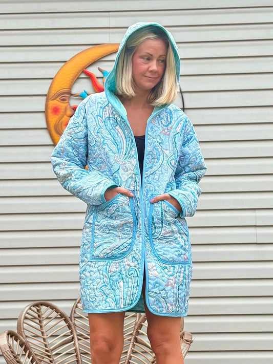 Aqua Quilted Jacket size lg