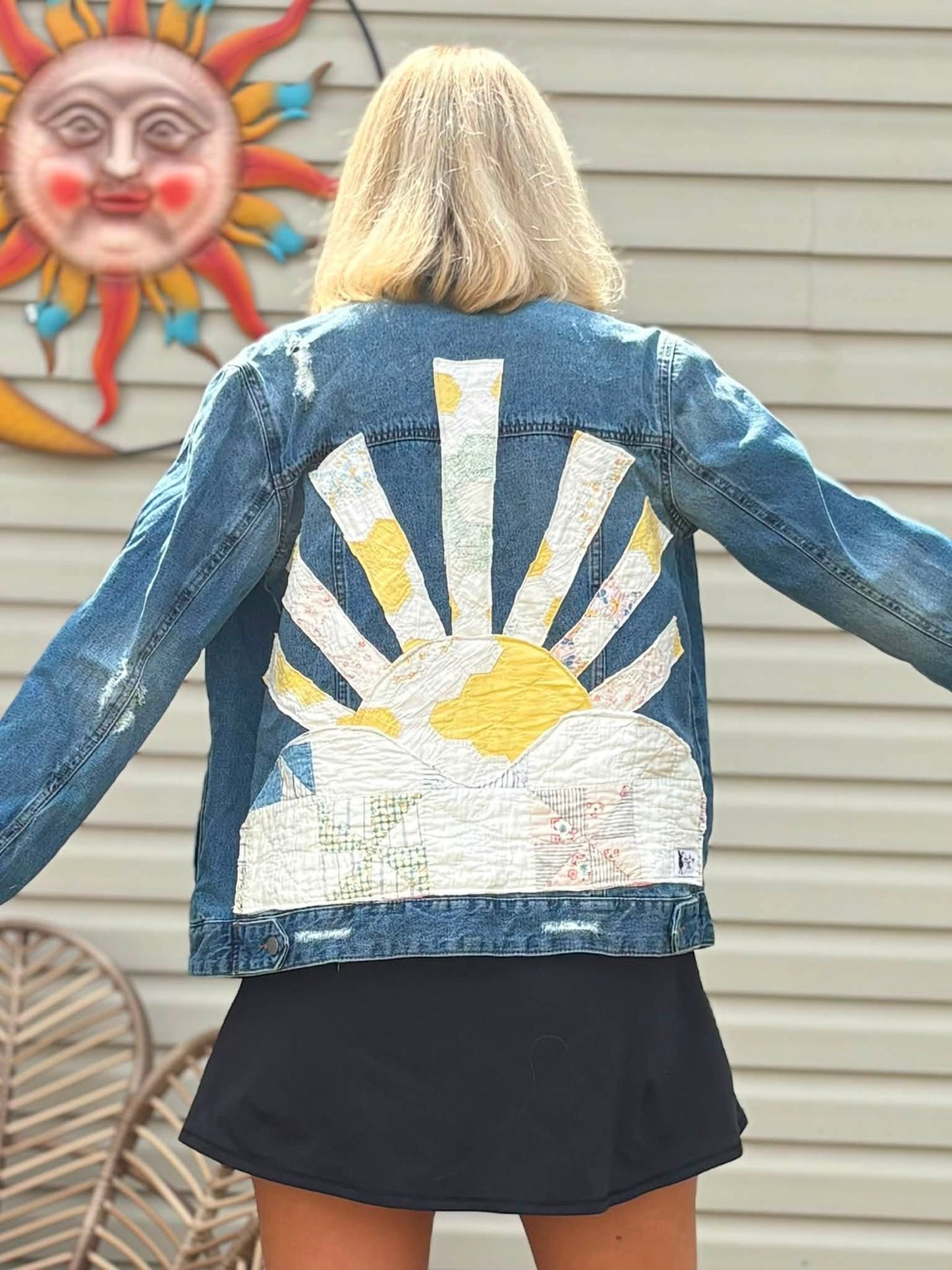 Sun rise Quilted Denim jacket med