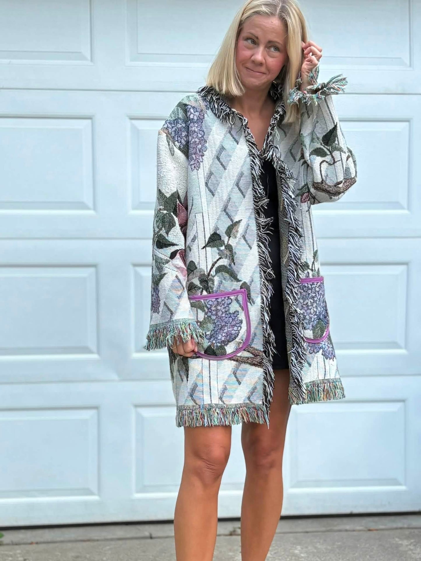 Fringe Blanket upcycled jacket OSFM