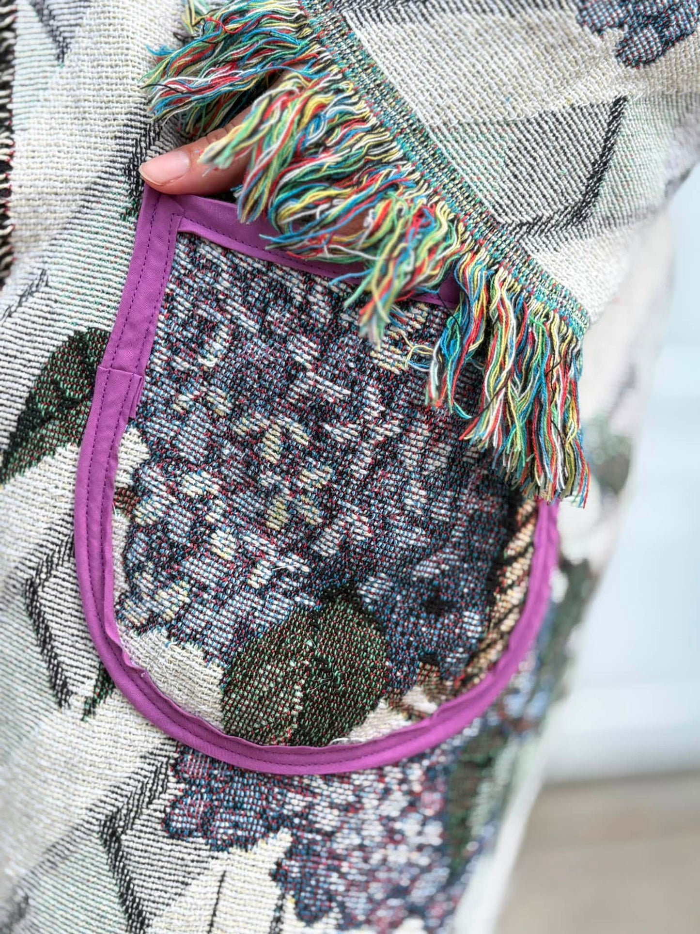 Fringe Blanket upcycled jacket OSFM