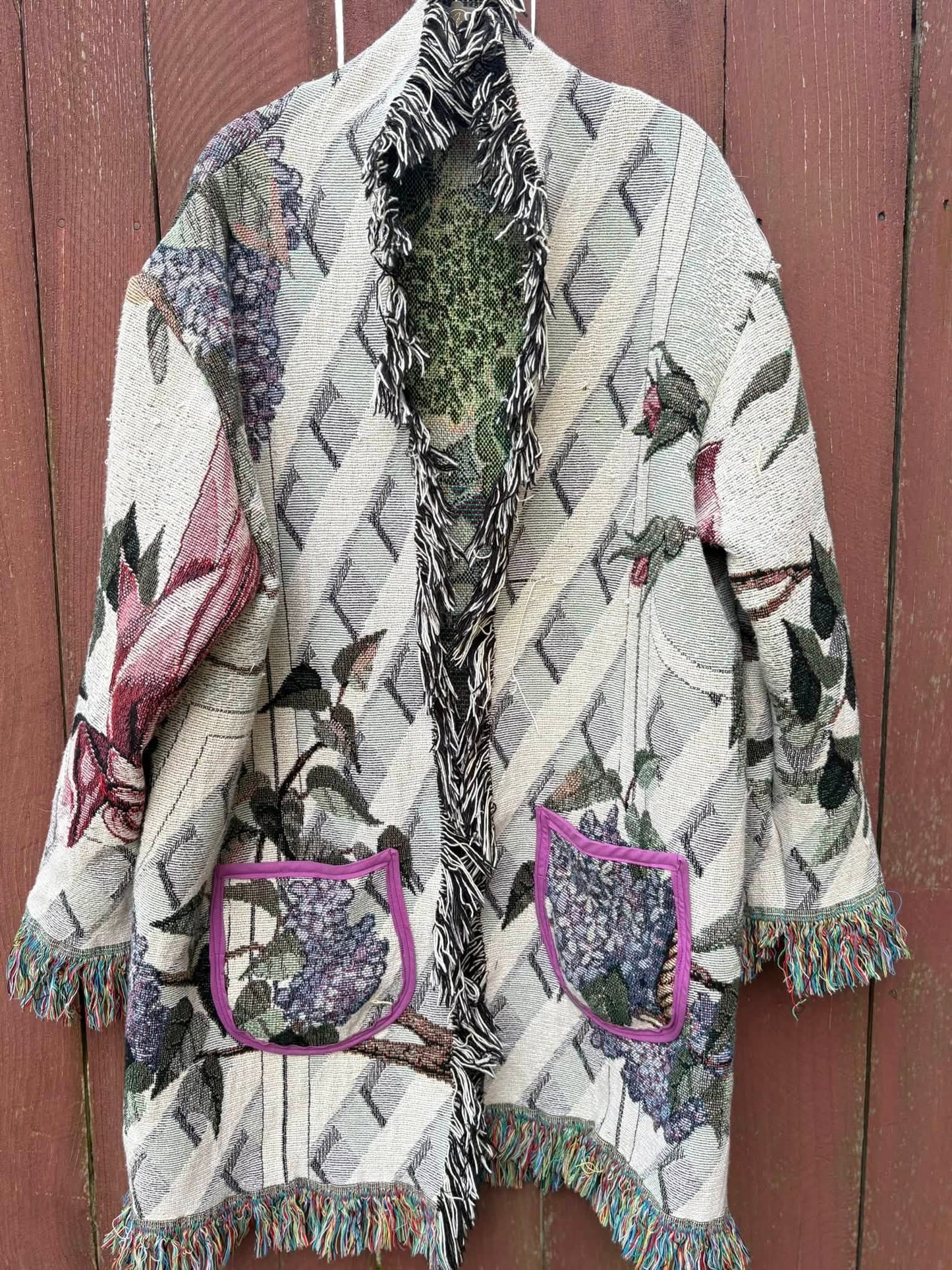 Fringe Blanket upcycled jacket OSFM