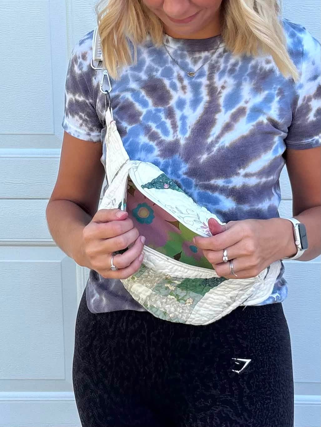 Vintage quilt upcycled crossbody bag