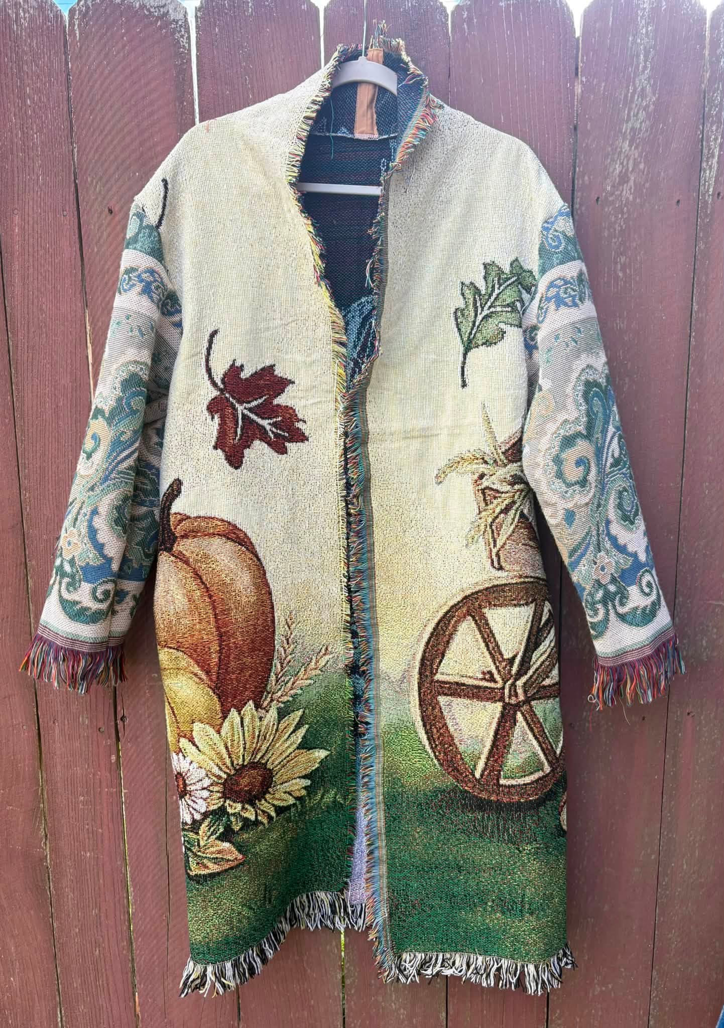 Fall Pumpkin fringe jacket one size fits most