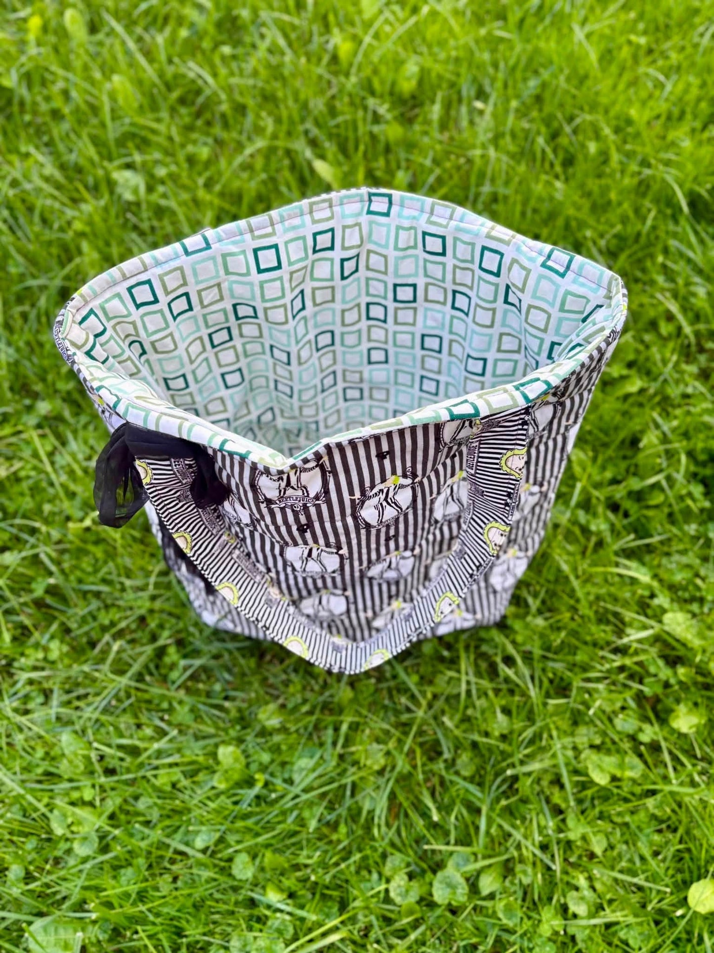Beetlejuice quilted tote bag