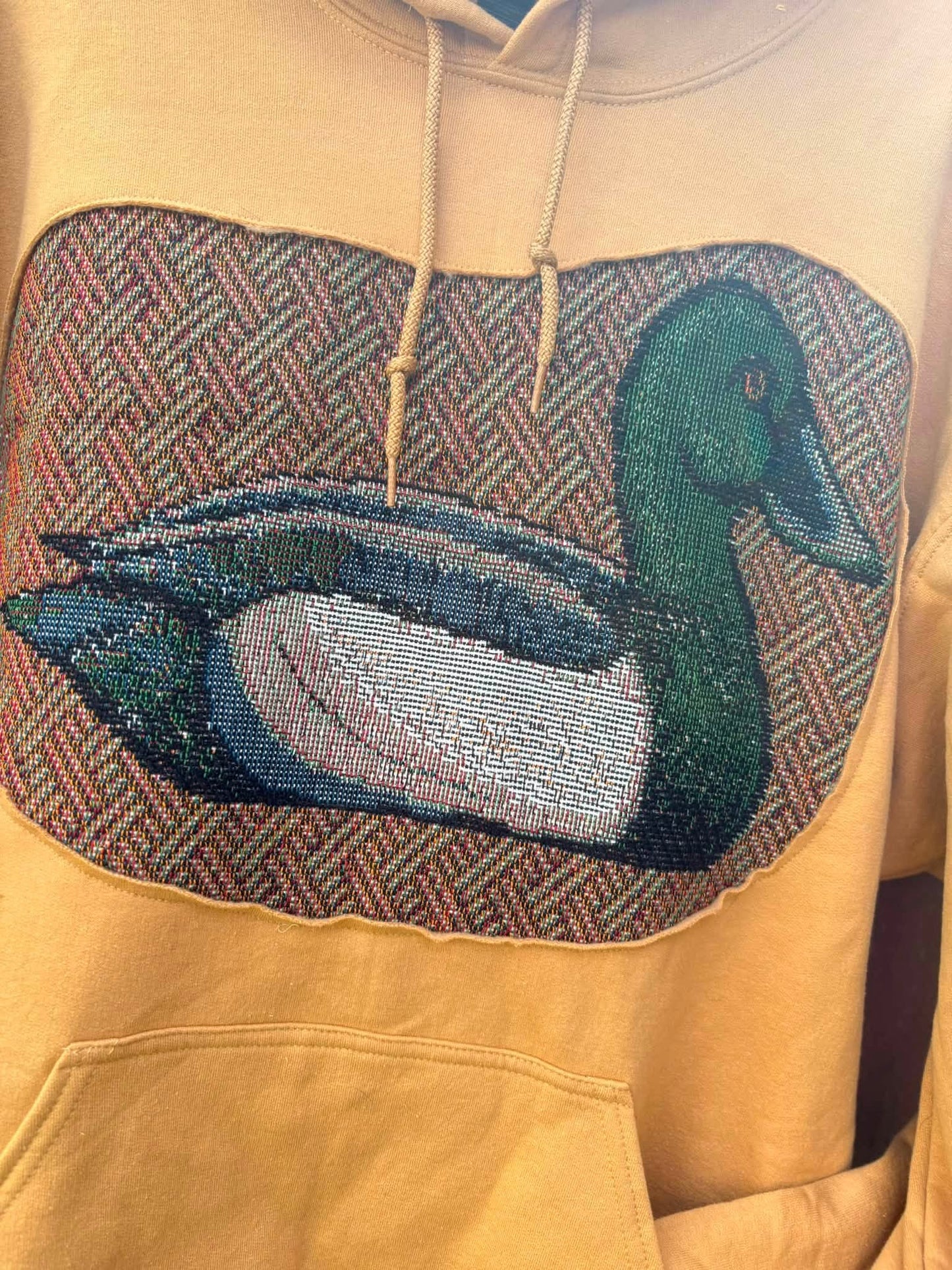 Duck upcycled hoodie size lg