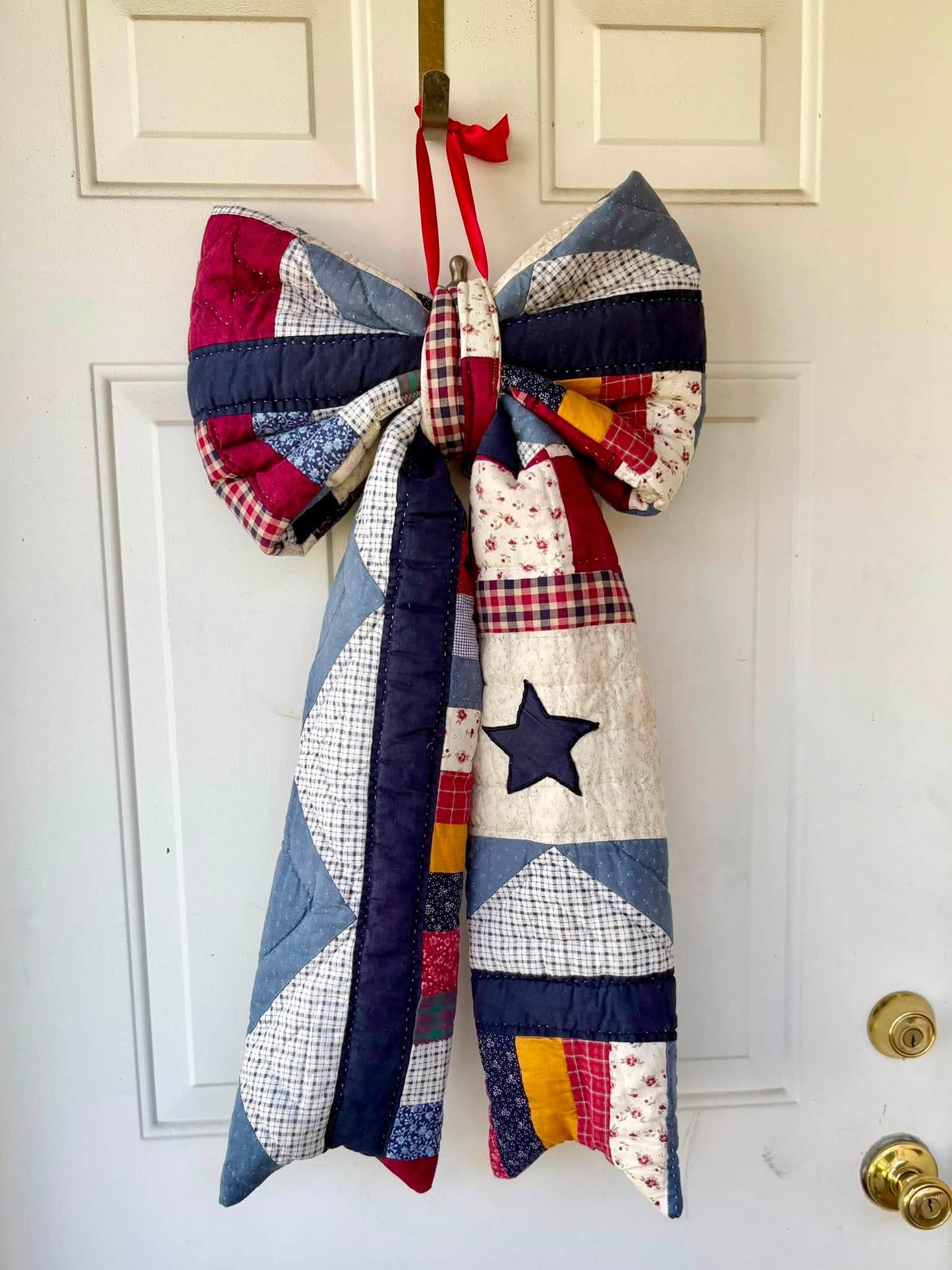 Americana vintage quilt door bow