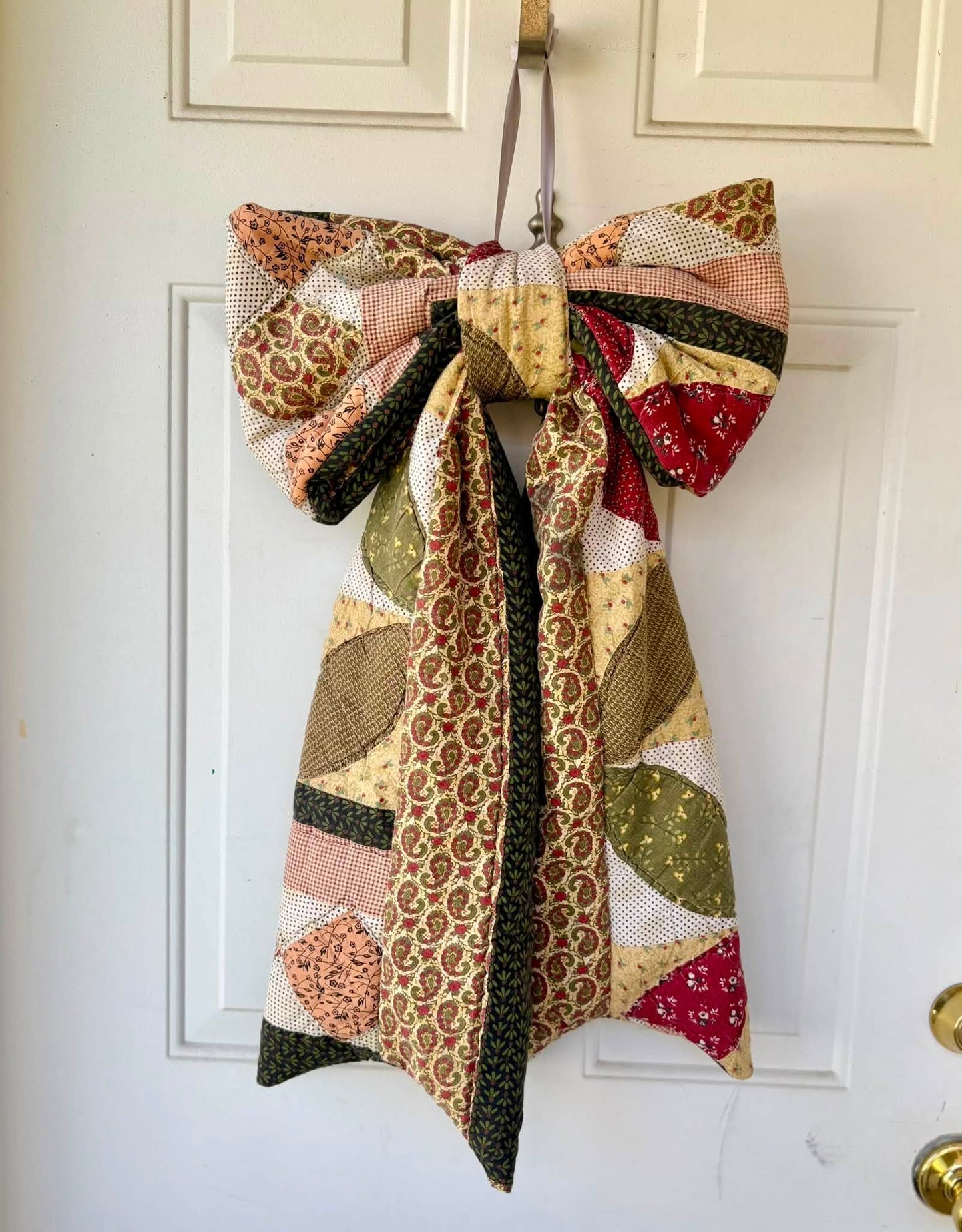 Vintage fall quilt door bow