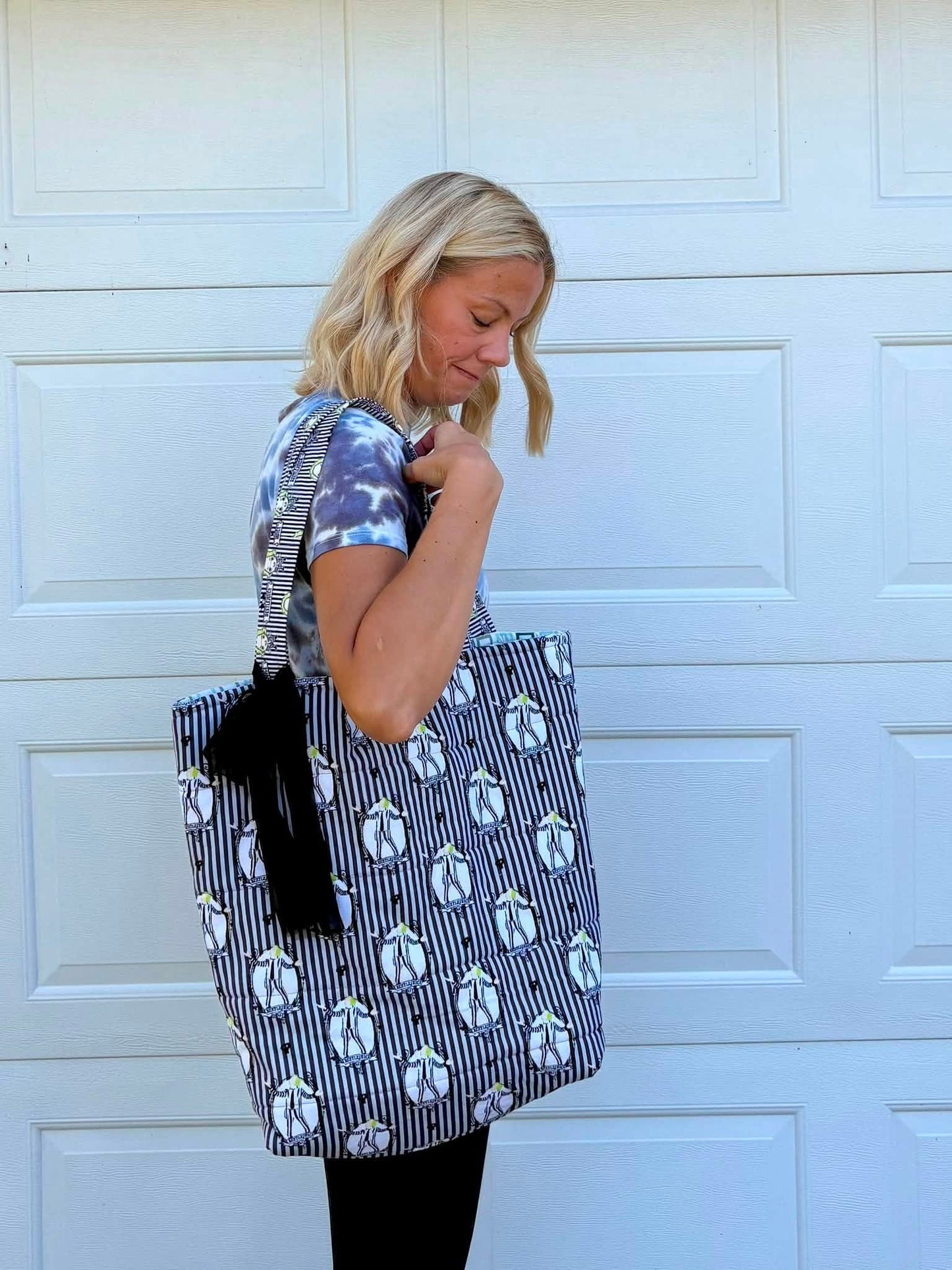 Beetlejuice quilted tote bag
