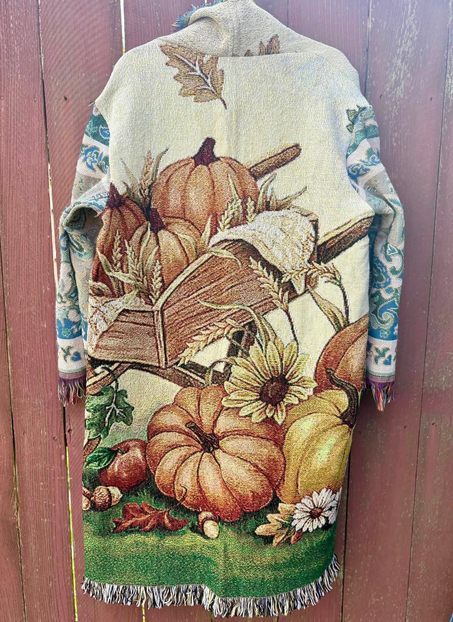 Fall Pumpkin fringe jacket one size fits most