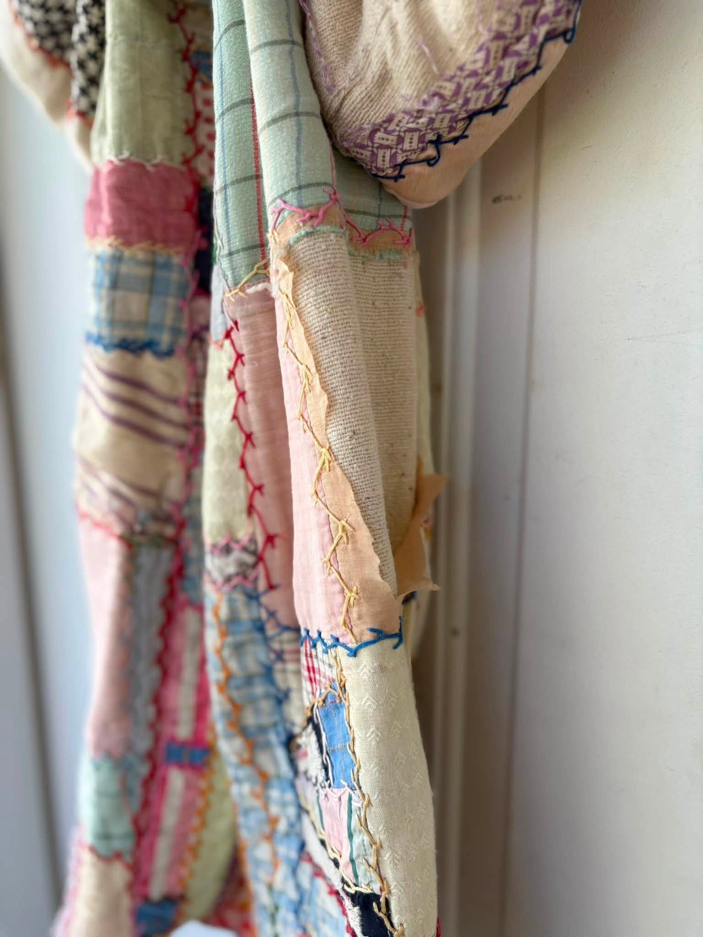 Antique feed sack quilted door bow